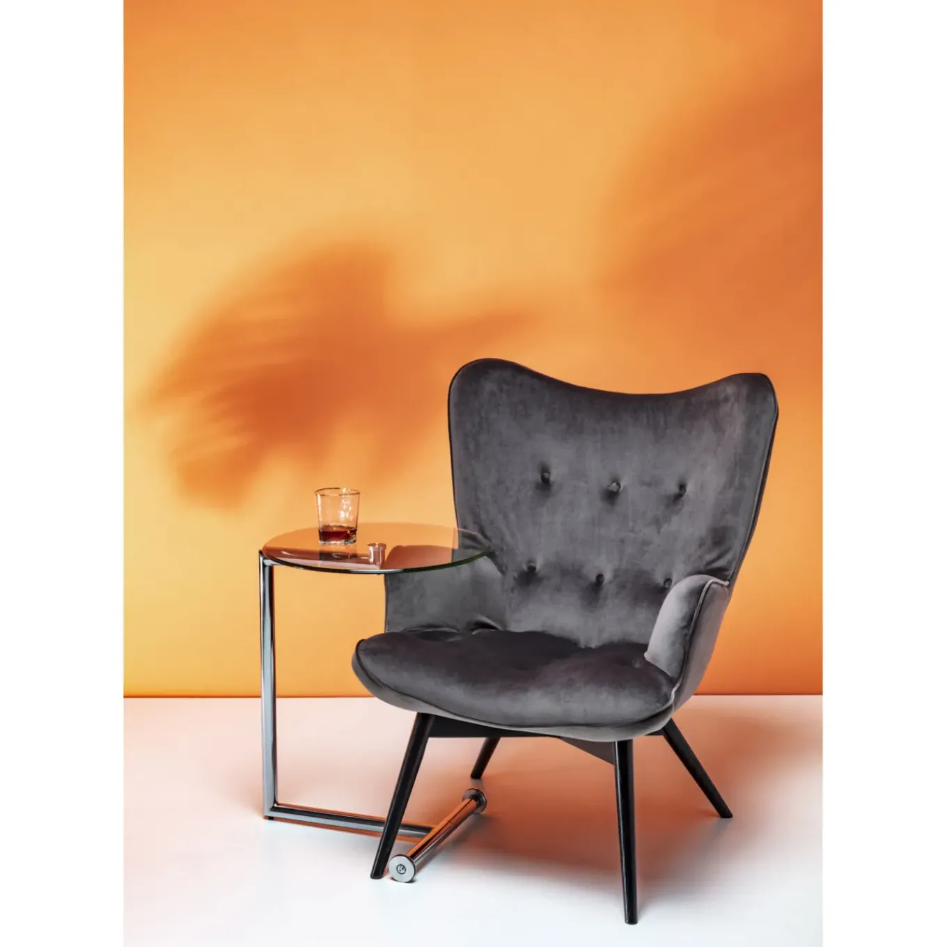 Fauteuil Black Vicky Velours Gris
