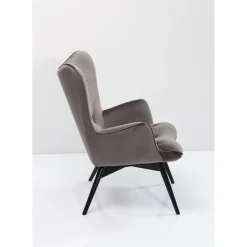 Fauteuil Black Vicky Velours Gris