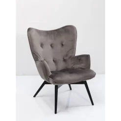 Fauteuil Black Vicky Velours Gris