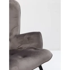 Fauteuil Black Vicky Velours Gris
