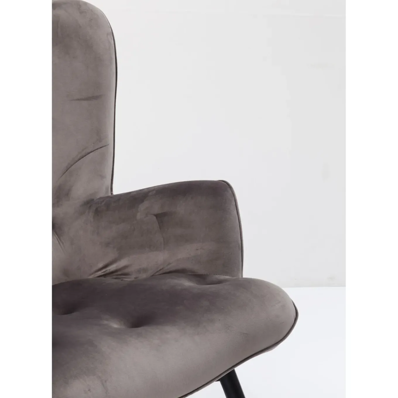 Fauteuil Black Vicky Velours Gris