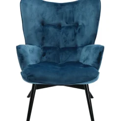 Fauteuil Black Vicky Velours Petrole