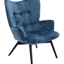 Fauteuil Black Vicky Velours Petrole