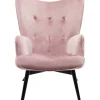 Fauteuil Black Vicky Velours Rose