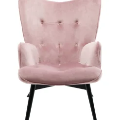 Fauteuil Black Vicky Velours Rose