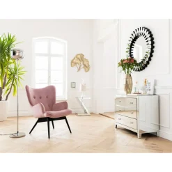 Fauteuil Black Vicky Velours Rose