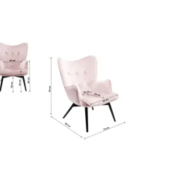 Fauteuil Black Vicky Velours Rose