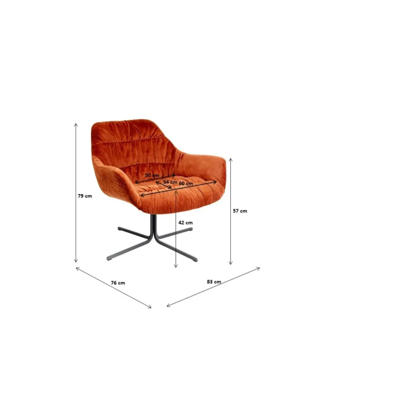 Fauteuil Pivotant Bristol Rouge Rouille