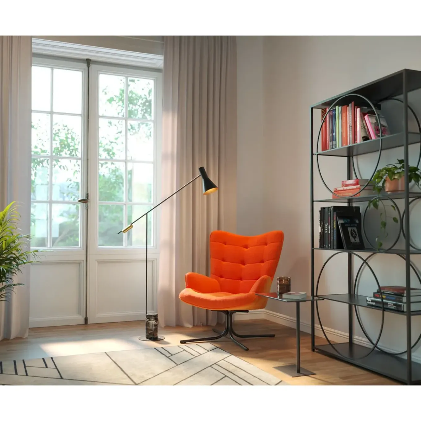 Fauteuil Pivotant Oscar Velours Orange