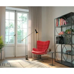 Fauteuil Pivotant Oscar Velours Rouge