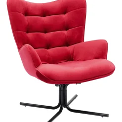 Fauteuil Pivotant Oscar Velours Rouge
