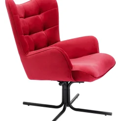 Fauteuil Pivotant Oscar Velours Rouge