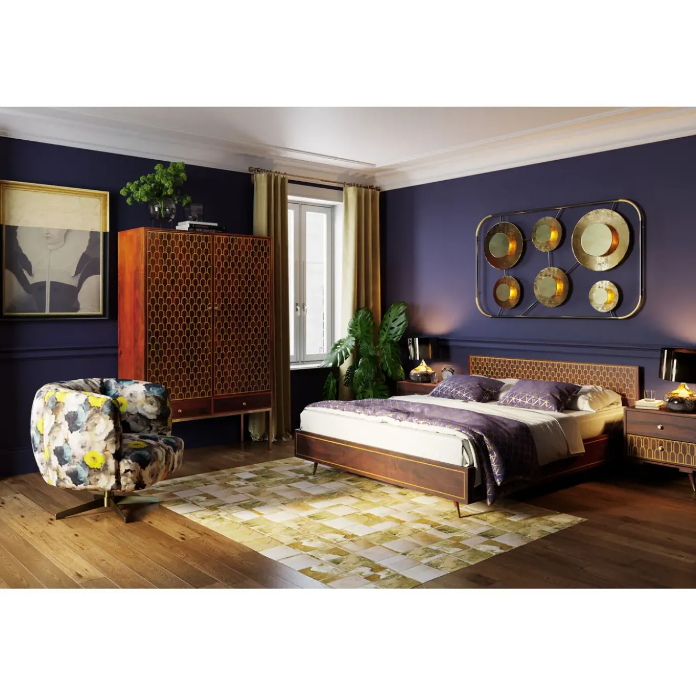 Fauteuil Pivotant Peony Flower Jaune
