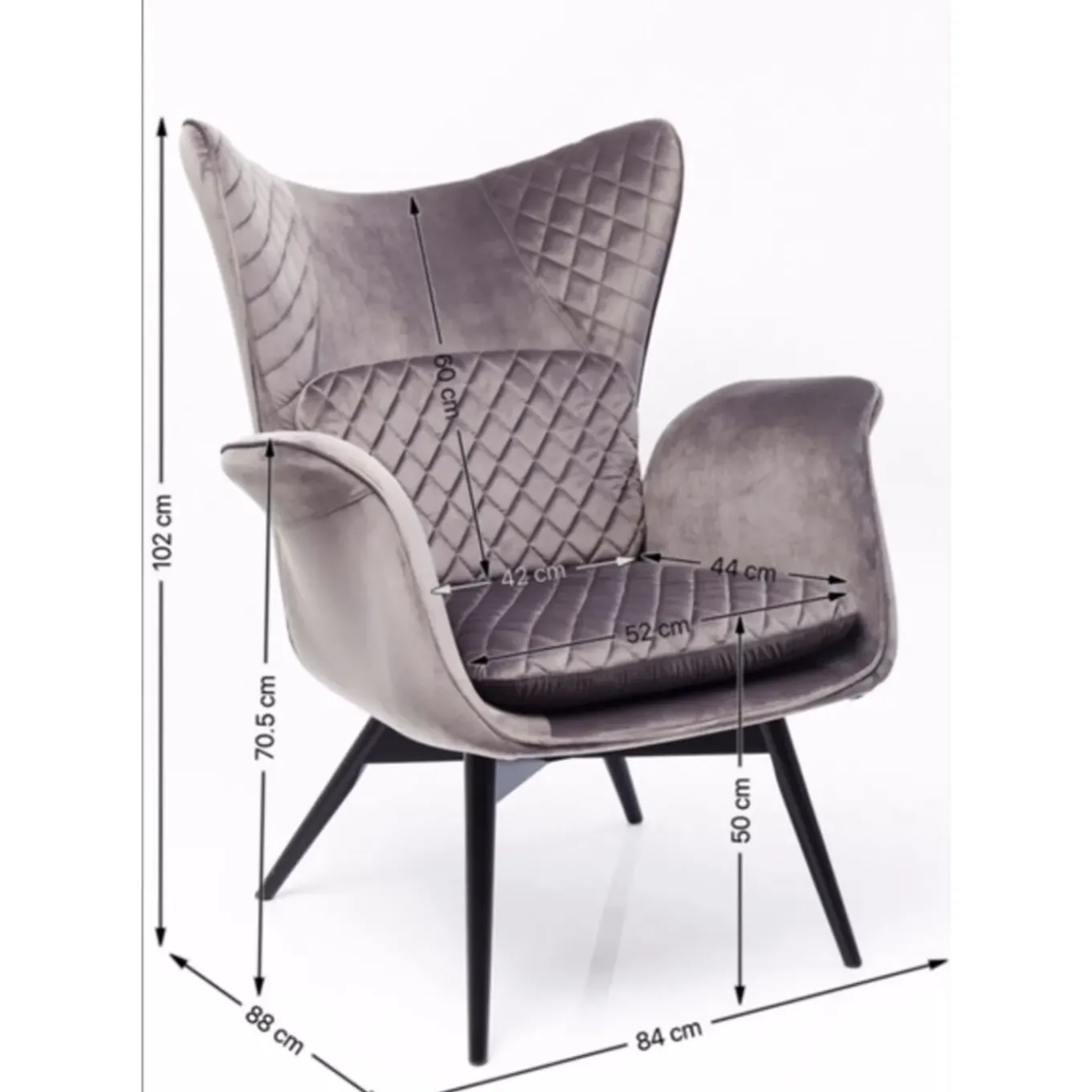 Fauteuil Tudor Velvet Gris-Argente