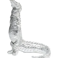 Figurine Déco Alligator Argente 39Cm