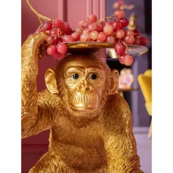 Figurine Décorative Butler Playing Chimp Dore 52Cm