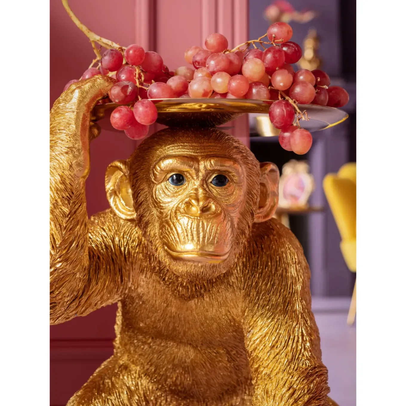 Figurine Décorative Butler Playing Chimp Dore 52Cm