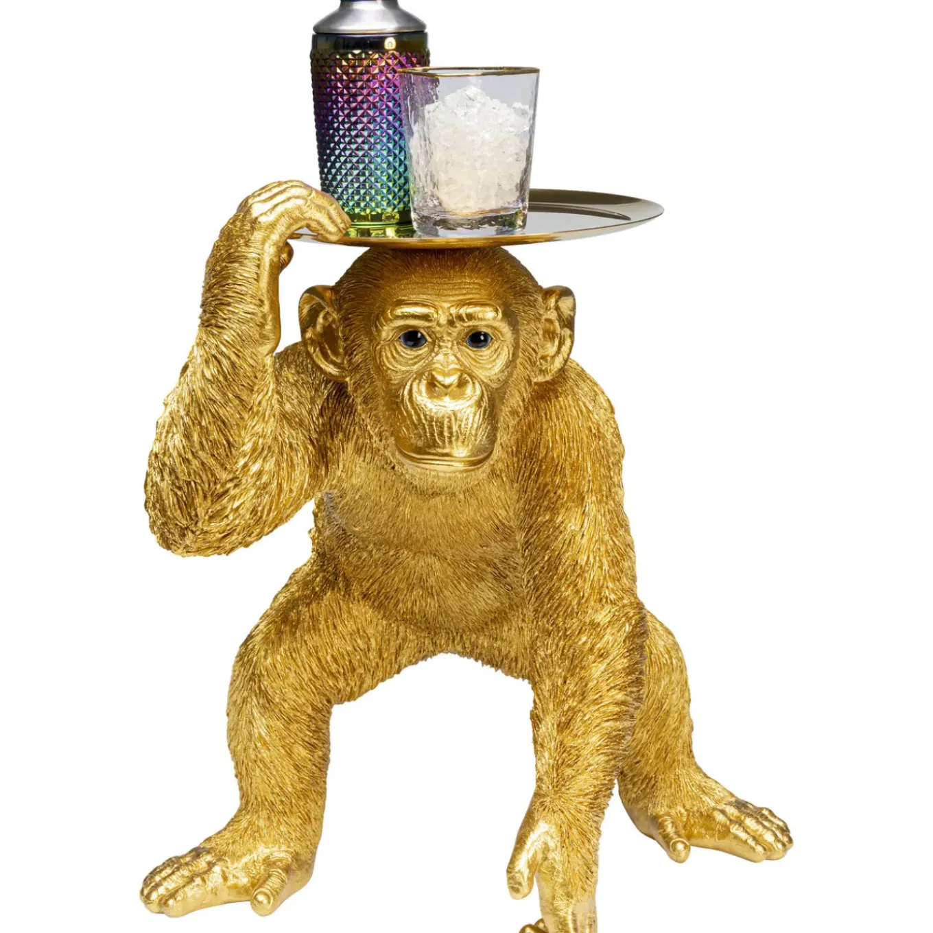 Figurine Décorative Butler Playing Chimp Dore 52Cm