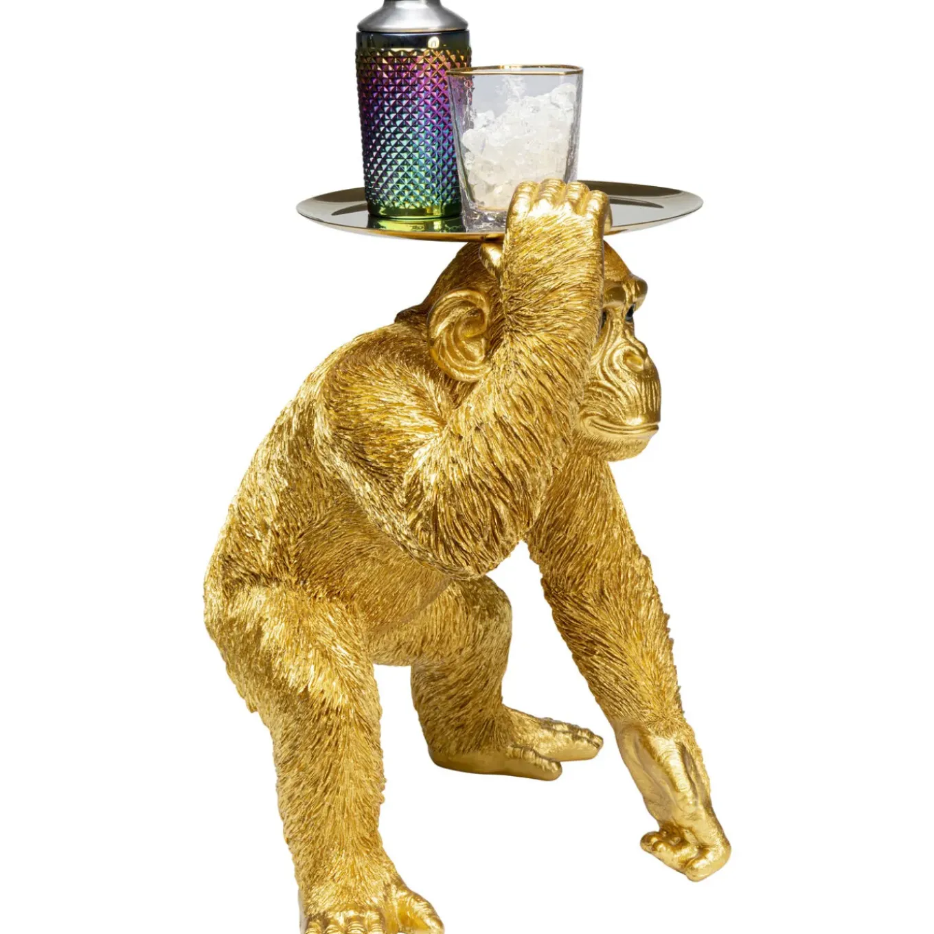 Figurine Décorative Butler Playing Chimp Dore 52Cm