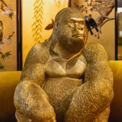 Figurine Décorative Monkey Gorilla Side Dore 76Cm