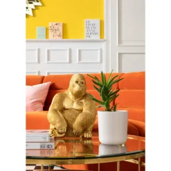 Figurine Décorative Monkey Gorilla Side Dore 39Cm