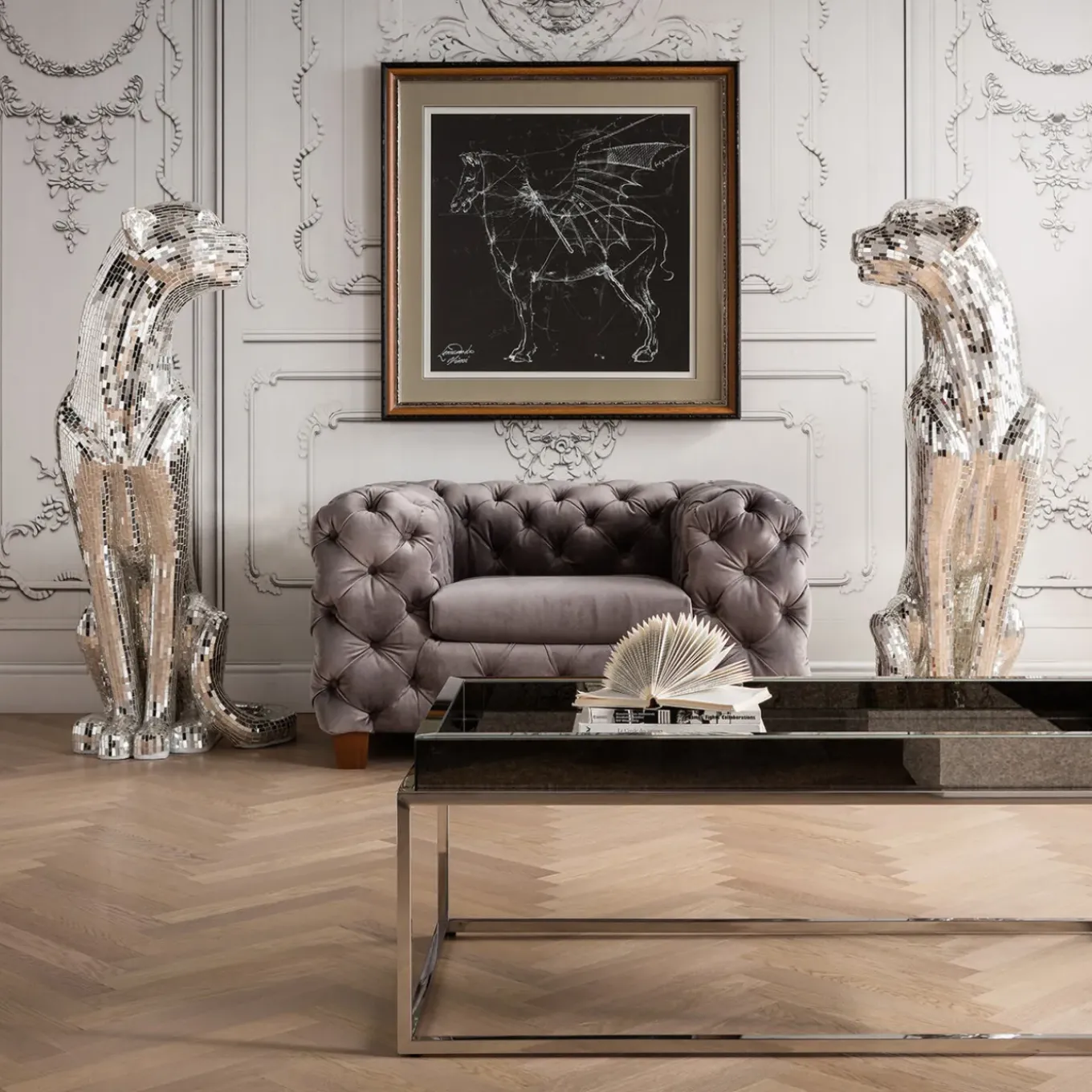 Figurine Décorative Mosaik Welcome Panther Gauche
