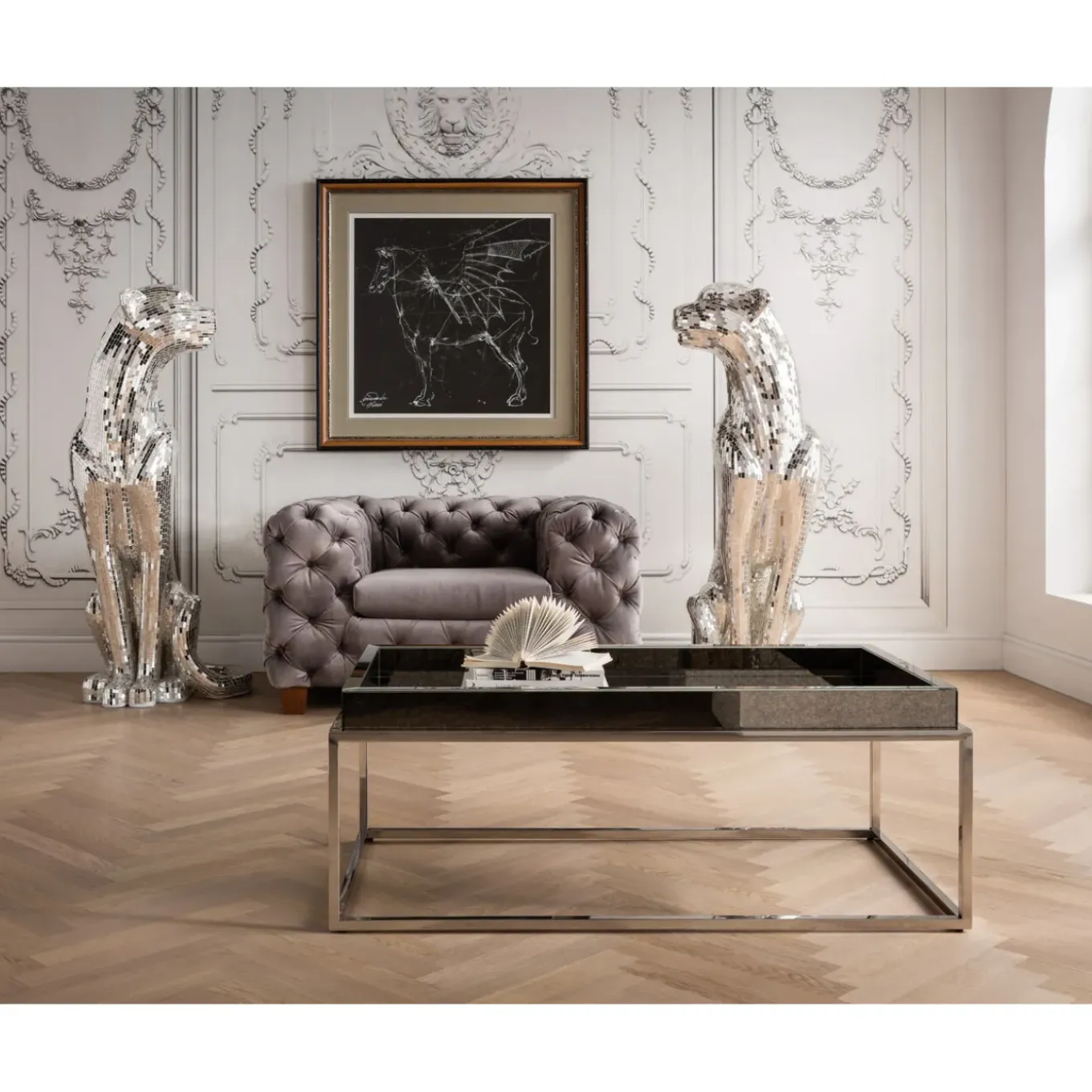 Figurine Décorative Mosaik Welcome Panther Gauche