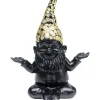 Figurine Décorative Nain Meditation Noir-Dore 19Cm