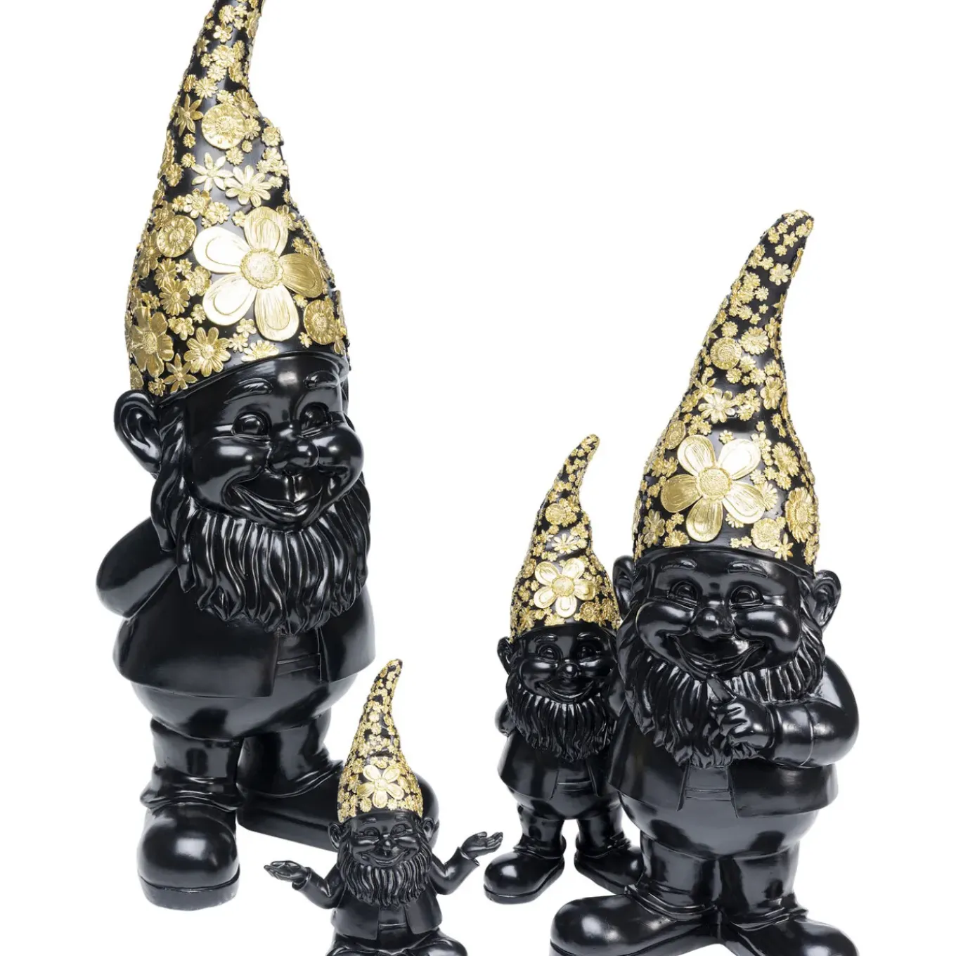 Figurine Décorative Nain Standing Noir-Dore 45