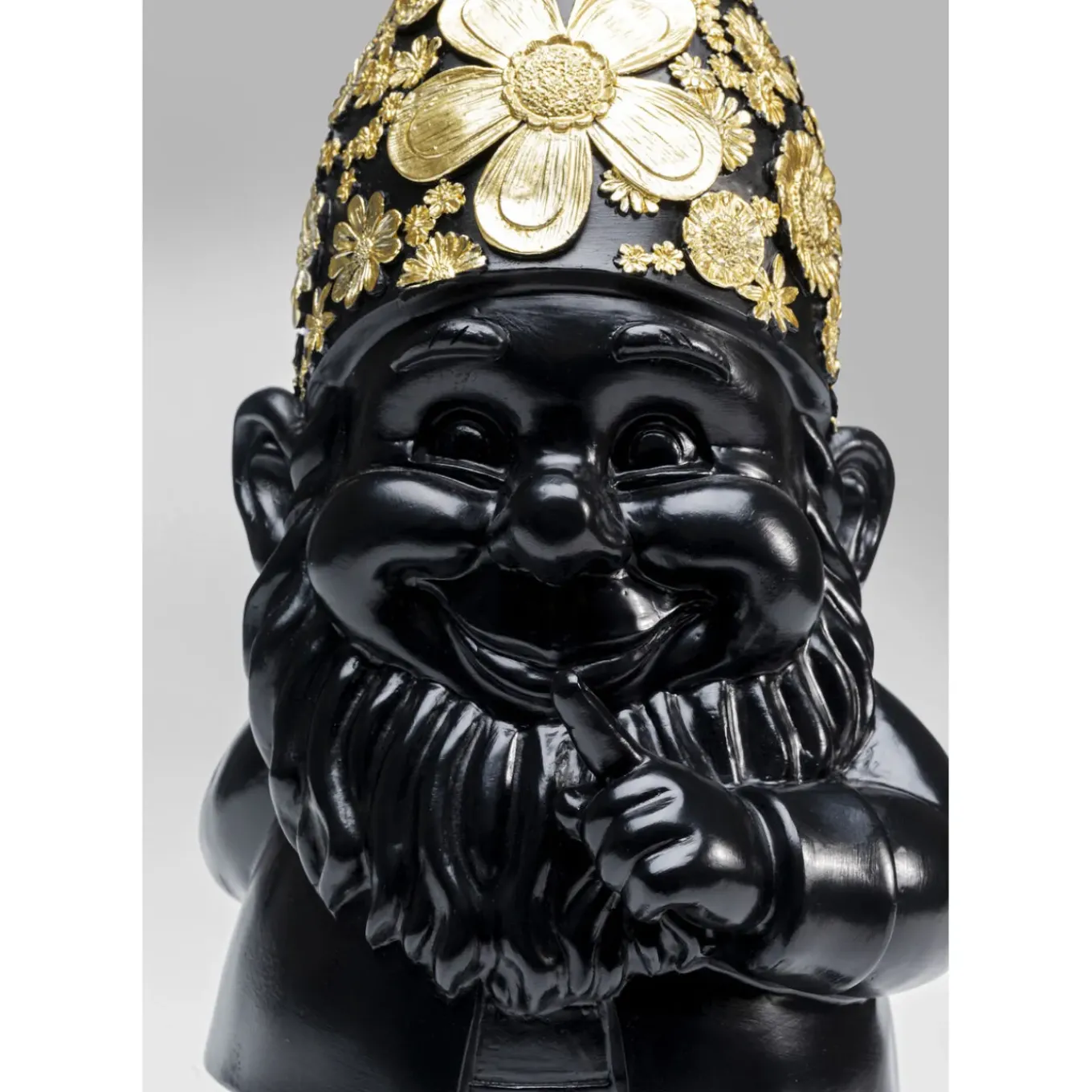Figurine Décorative Nain Standing Noir-Dore 45