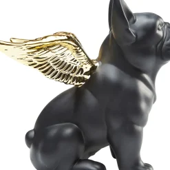 Figurine Décorative Sitting Angel Dog Dore-Noir