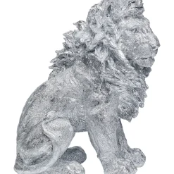 Figurine Décorative Sitting Lion Argente 42Cm