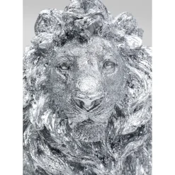 Figurine Décorative Sitting Lion Argente 42Cm