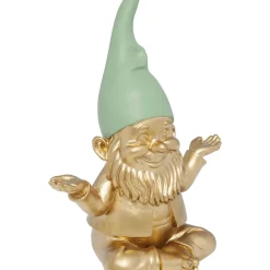 Figurine Décorative Zwerg Meditation Dore Vert 19C