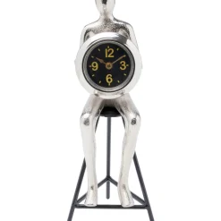Horloge A Poser Sitting Man Argente 12X31Cm