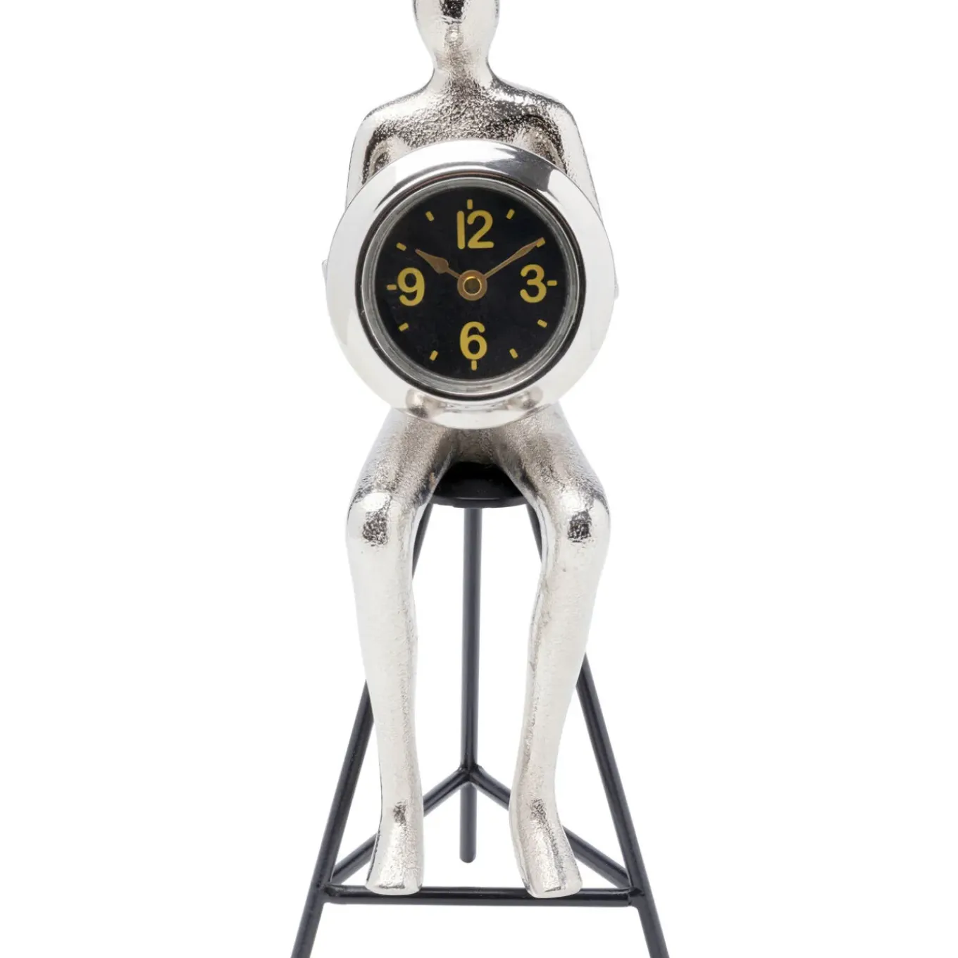 Horloge A Poser Sitting Man Argente 12X31Cm
