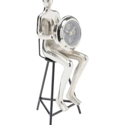 Horloge A Poser Sitting Man Argente 12X31Cm