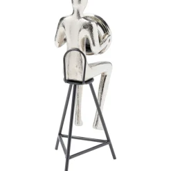 Horloge A Poser Sitting Man Argente 12X31Cm