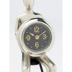 Horloge A Poser Sitting Man Argente 12X31Cm