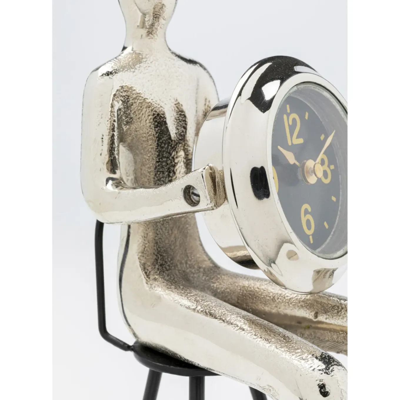 Horloge A Poser Sitting Man Argente 12X31Cm