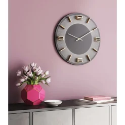 Horloge Murale Leonardo Gris/Dore O49Cm