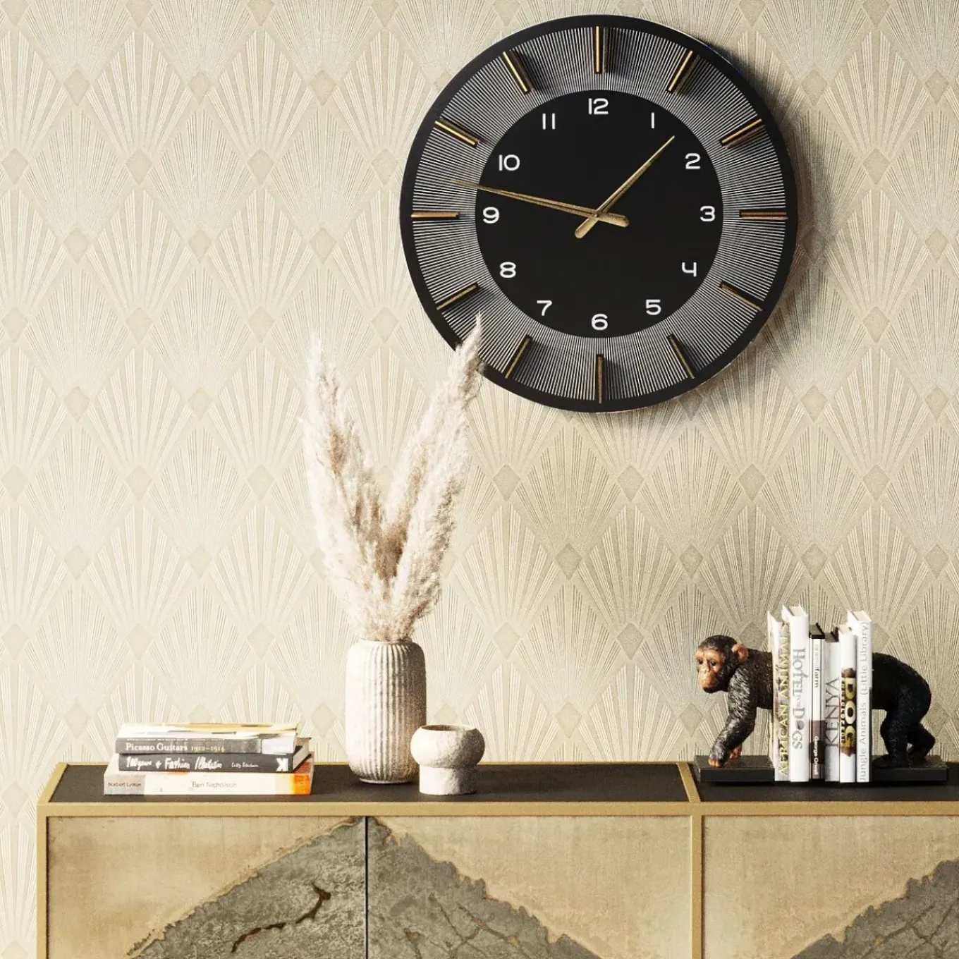 Horloge Murale Lio Noir O60Cm