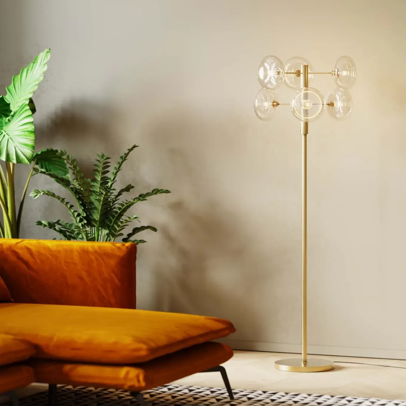 Lampadaire Headlight Laiton 163Cm