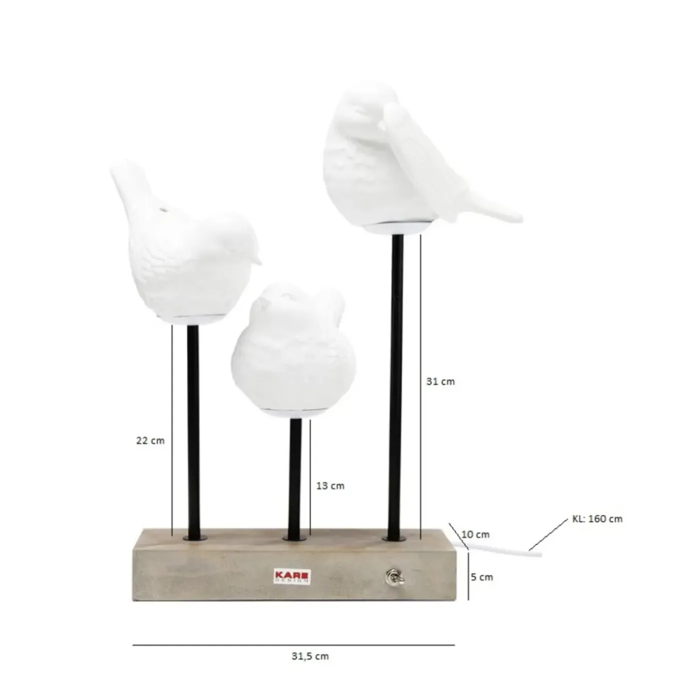 Lampe A Poser Animal Birds Led 52Cm