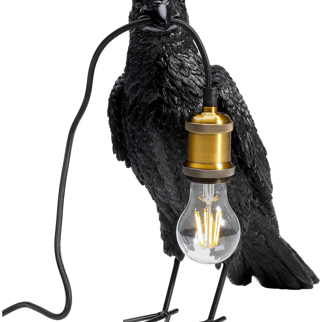 Lampe A Poser Animal Crow Noir Mat 34Cm