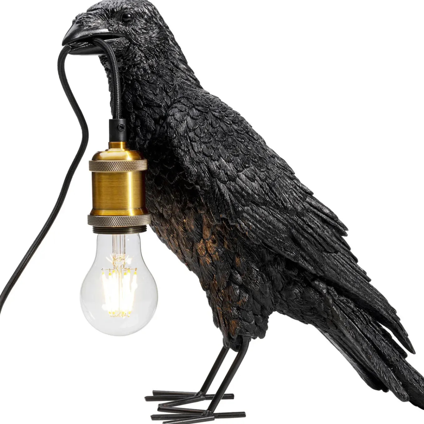 Lampe A Poser Animal Crow Noir Mat 34Cm