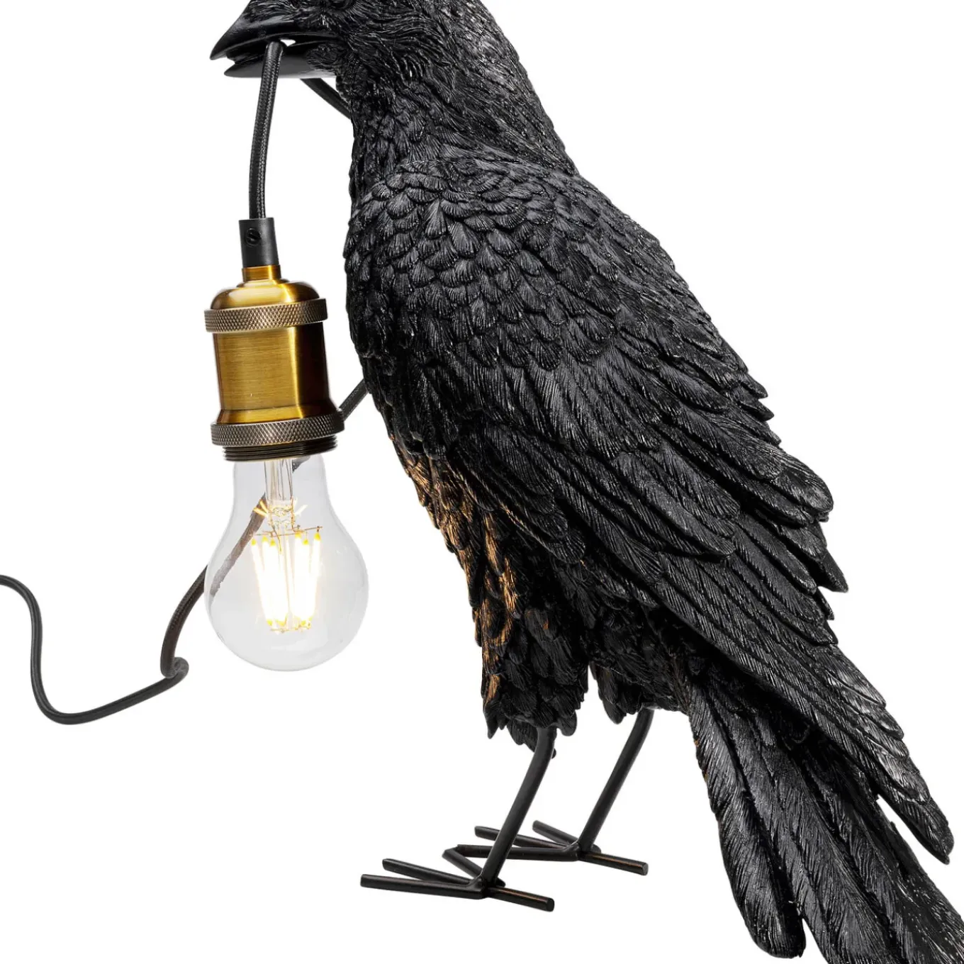 Lampe A Poser Animal Crow Noir Mat 34Cm
