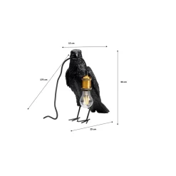 Lampe A Poser Animal Crow Noir Mat 34Cm