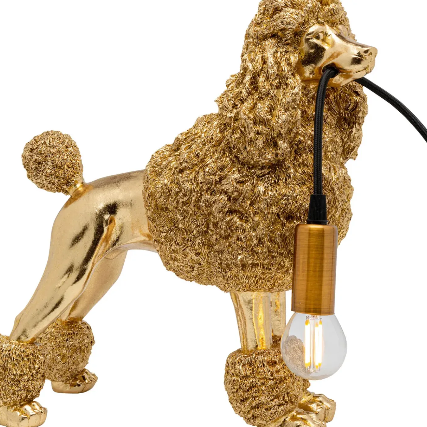 Lampe A Poser Animal Poodle Dore 32Cm
