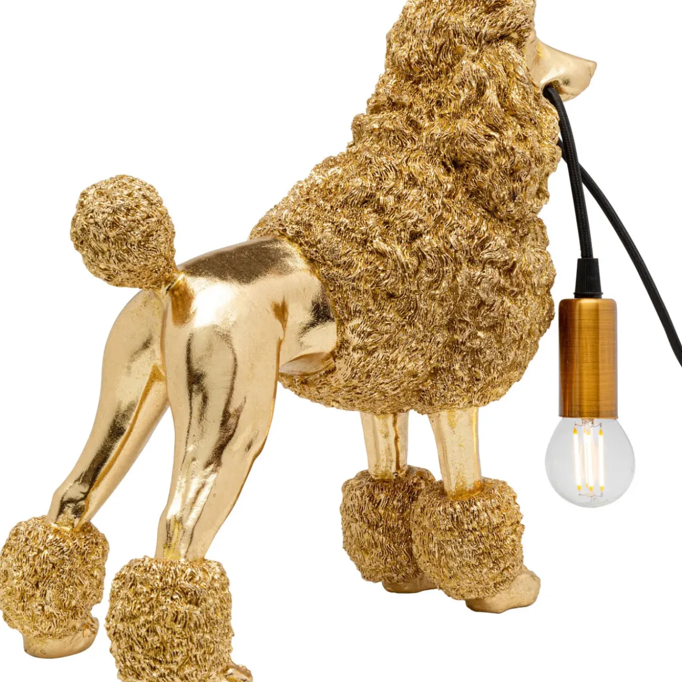 Lampe A Poser Animal Poodle Dore 32Cm